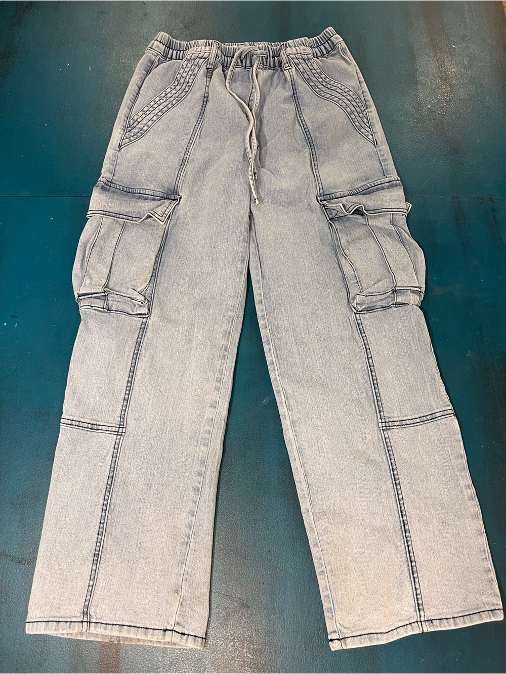 Almost Famous Light Gray Wide Leg Cargo Jumpsuit Pants